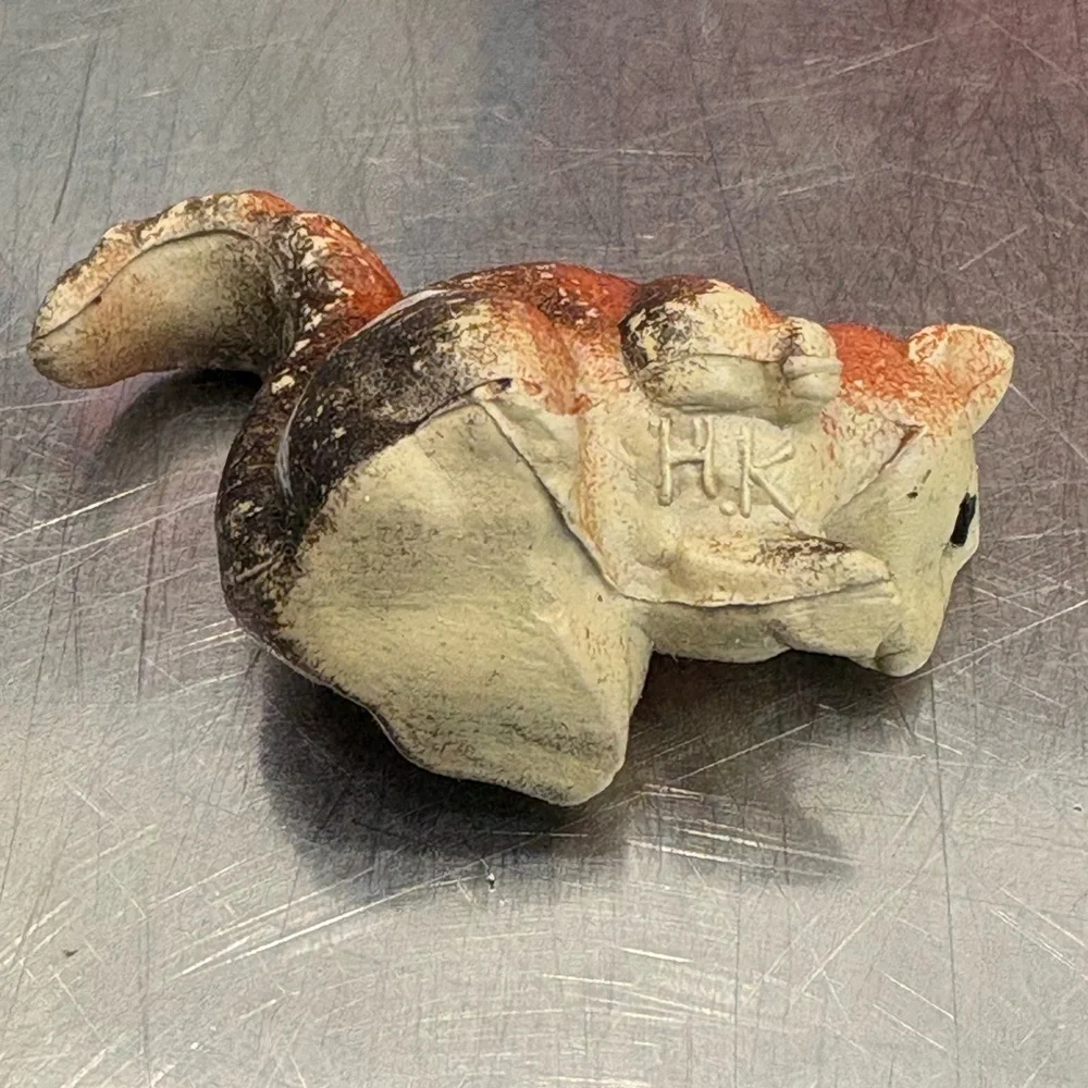 3 Vintage Plastic Squirrel Figurines Toys - Marked Hong Kong Mini Miniature